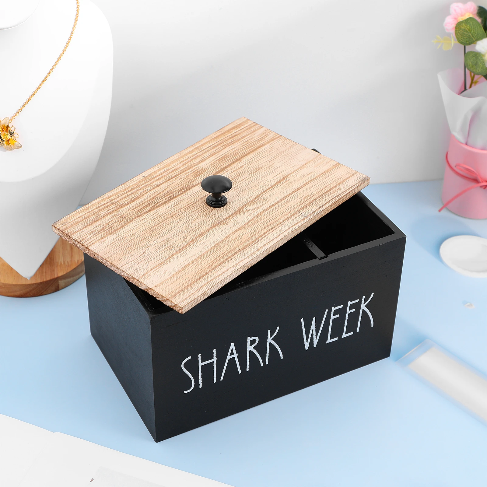 

Tampon Storage Box Pad Holder Rustic Wood Storage Bin Removable Divider Cotton Swab Organizer Makeup Holder Laundry Pod Vanity