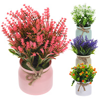 4pcs Artificial Flower Bonsai Potted Plants Decor Rope Bellflowers Blue Indoor Outdoor Desk Office Plant Decor
