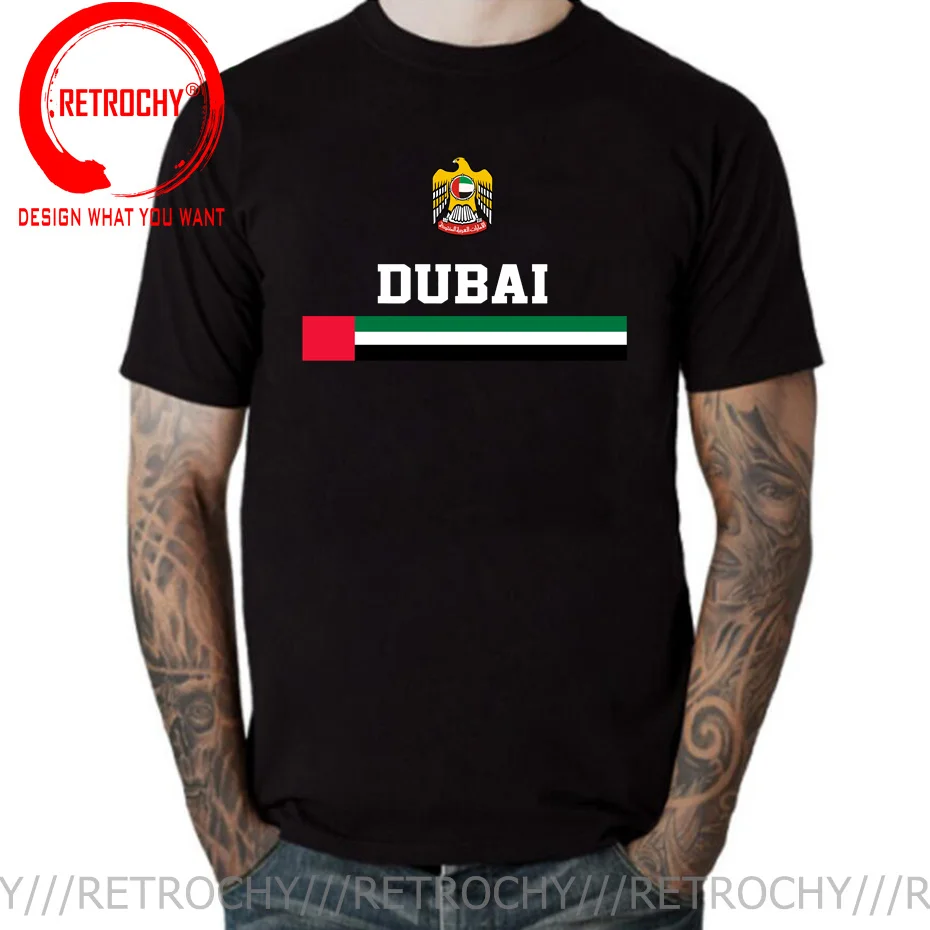 Dubai City United Arab Emirates Uae Foot T Shirt Men Popular Tagless Tee T-Shirt UA Coat of Arms T Shirts Man Fashion Casual Tee