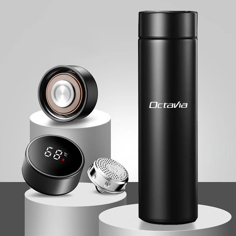 

500ml Portable Car Stainless Steel Intelligent Digital Thermos Cup Auto Accessories For Skoda Octavia A5 2 Tour A4 Mk1 Mk2 3 Rs