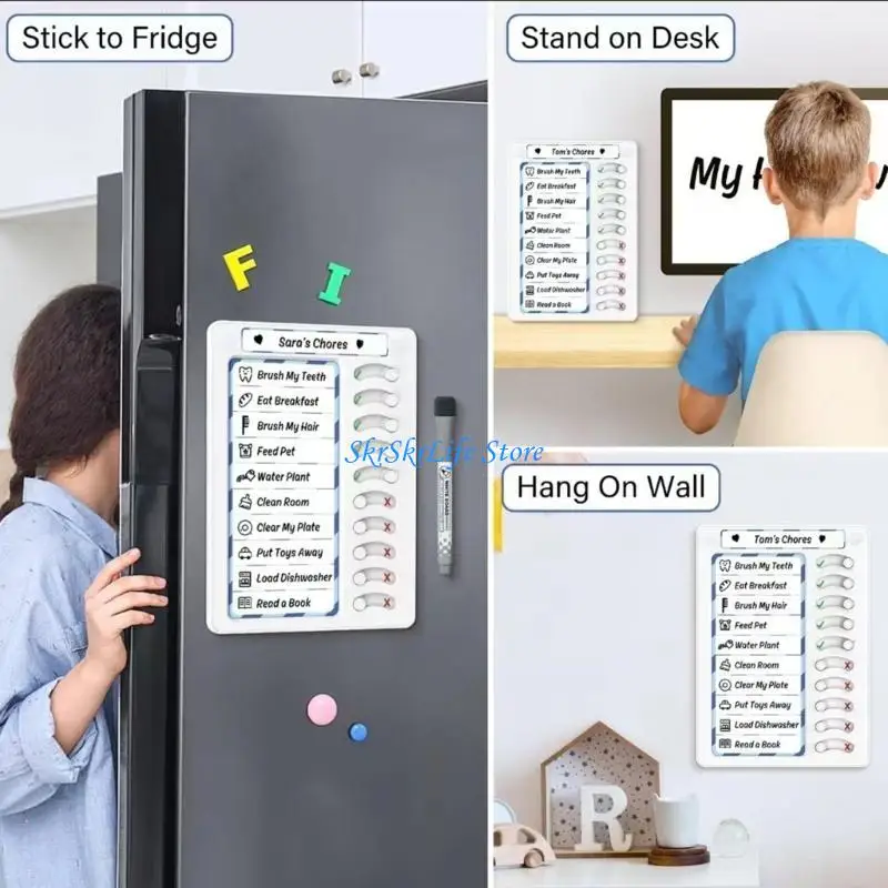 E65E Chore Chart for Kids Children Checklist Boards Dry Erases Chores Chart