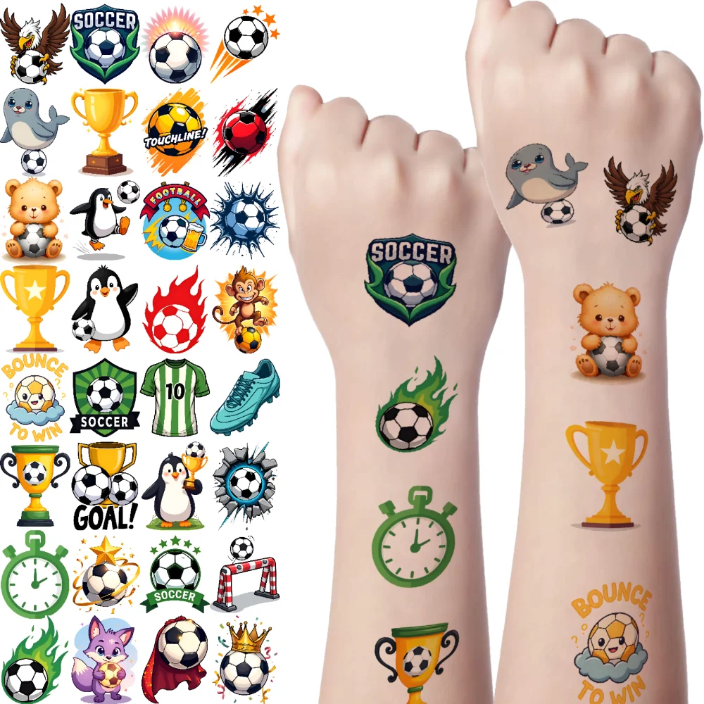 

54pcs Temporary Tattoo Soccer Stickers Temporary Tattoo Stickers Sports Stickers For Men Cheeks Shoulders