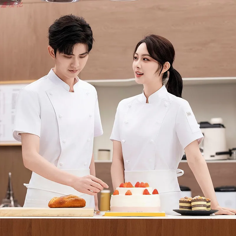 Canteen·Catering Hotel Restaurant Kitchen Work Chef Short Sleeve Pastry Chef Summer Thin Kitchen Jacket