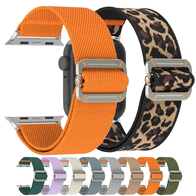

Nylon Strap for Apple Watch Band Series 10 9 8 7 6 5 SE Ultra 2 49mm 44mm 45mm 40 41 42-46mm Adjustable metal buckle Accessories