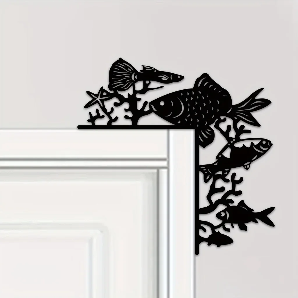 

Fish Home Decorative Wall Stickers Door Corner Decoration Door Frame Corner Decoration Art Metal Wall Hanging Background Decor