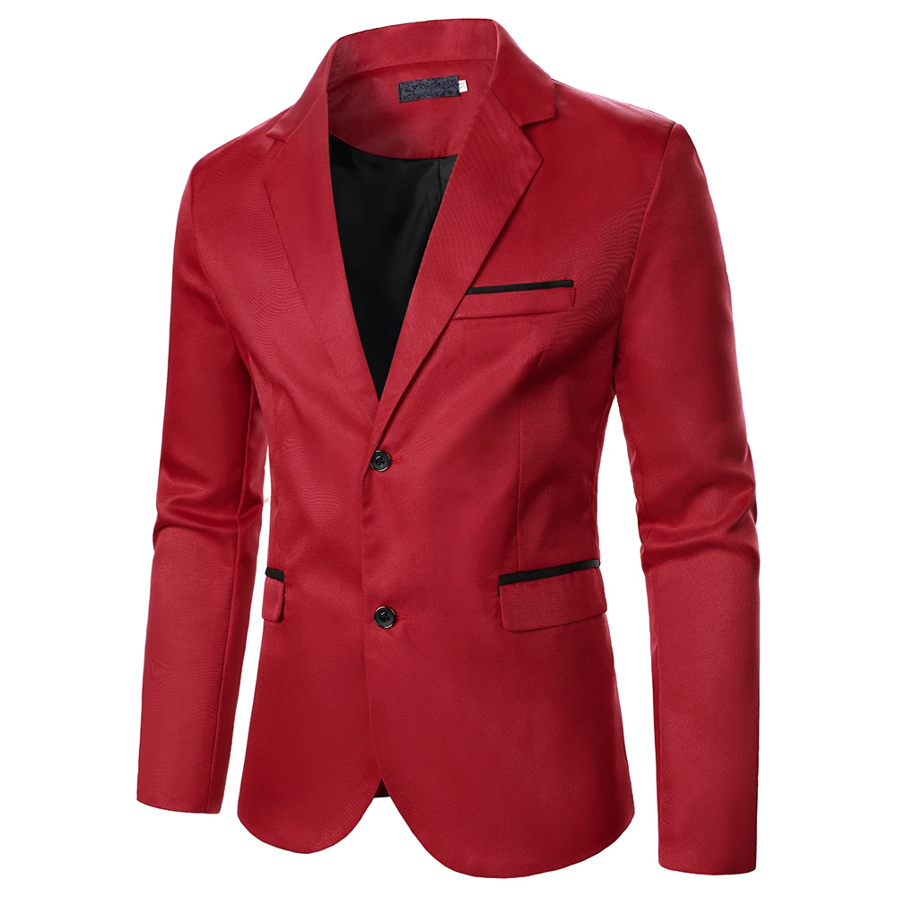 Men Blazer Decorative Chest Pocket Contrast Color Details Design Causal Formal Daily Wear Men Long Sleeve Single breasted Blazer