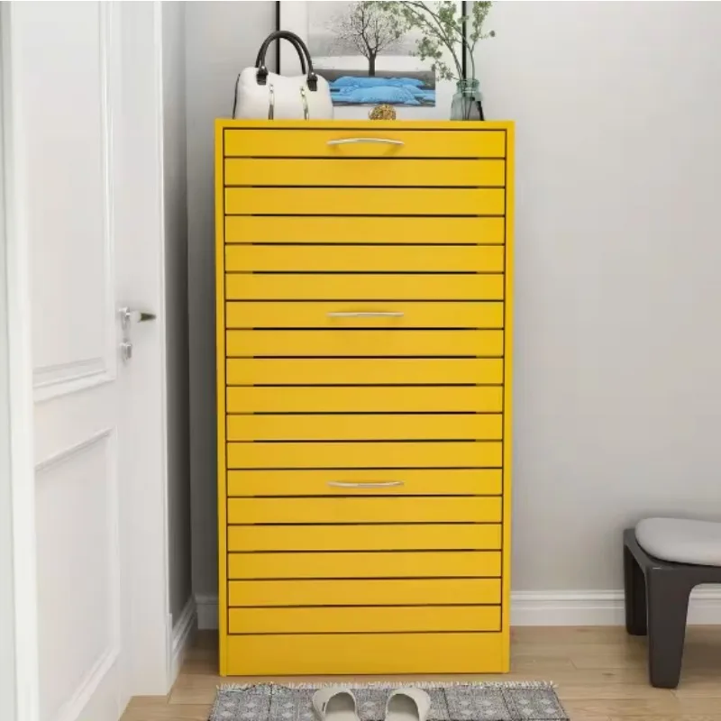 

Slim Shoe Cabinet for Entryway, Hidden Shoe Organizer, Wooden Narrow Shoe Rack Cabinet with Removable Shelf, Louver Door