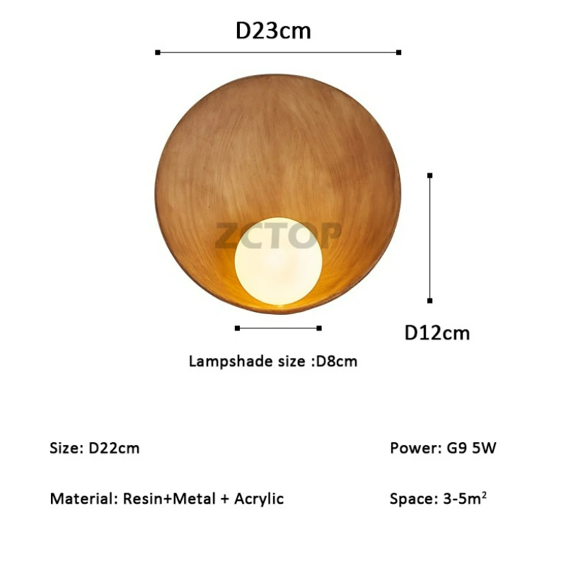 Wabi Sabi Style Shell LED Wall Lamp Creative Personalized Homestay Bedroom Corridor Background Wall Lamp Wood Color Sconces