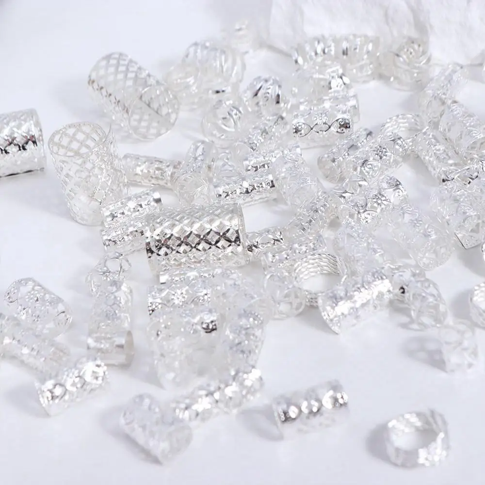 90 قطعة أقفال الرهبة الجوف خارج الشعر الدائري الشعر تجديل مقاطع الكفة المعدنية المجدل الخرز أغطية الرأس سحر الشعر جديلة أنابيب #4