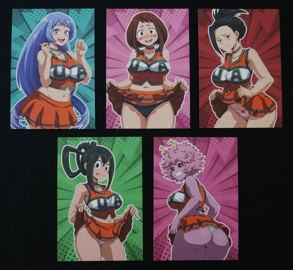 20pcs/set MHA Females Character Cards Sexy Girls Hero Ochaco Uraraka Momo Himiko Toga Nejire ACG Collections Frosted Paper Card