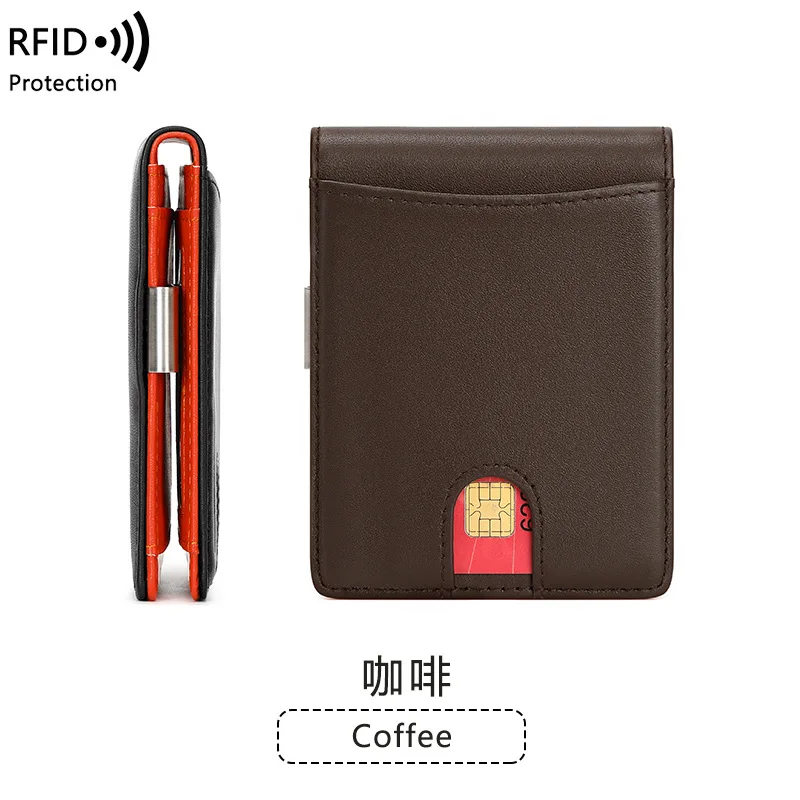 Dompet uang pria, mewah minimalis pemblokir RFID Multi fungsi tas uang Ultra tipis pemegang kartu dompet untuk pria dompet pendek kecil