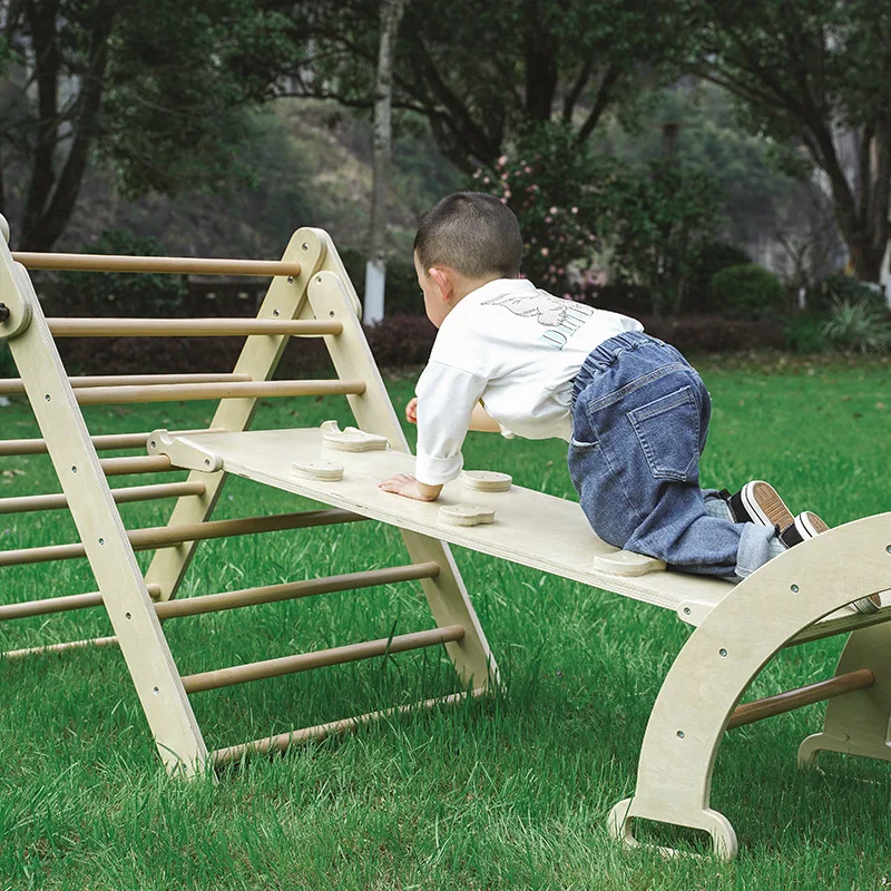 Wooden Climbing Frame, Indoor and Outdoor Multi-functional Slide, Climbing Arch Toy