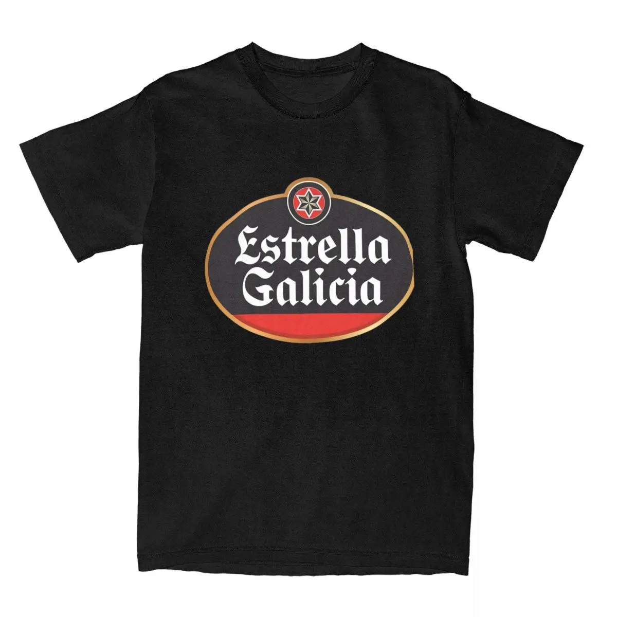 Estrella Galicia Beer Spain T-Shirt Men\'s Lager Beer Vintage Cotton T-Shirts Summer Round Neck Tee Shirt Oversized Clothing