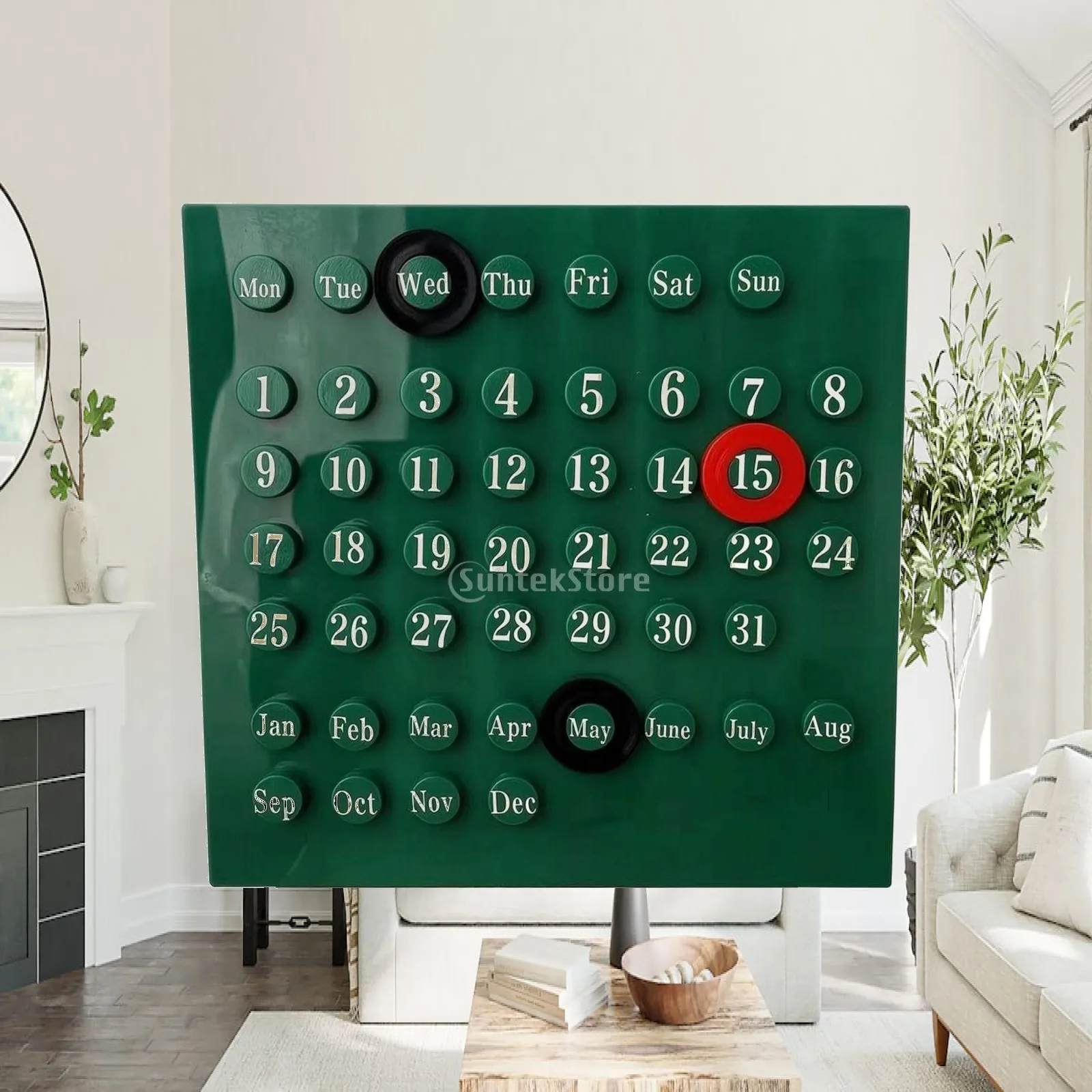Reusable Plastic Desktop Calendar Stand with Movable Markers for Home Study Room Organization