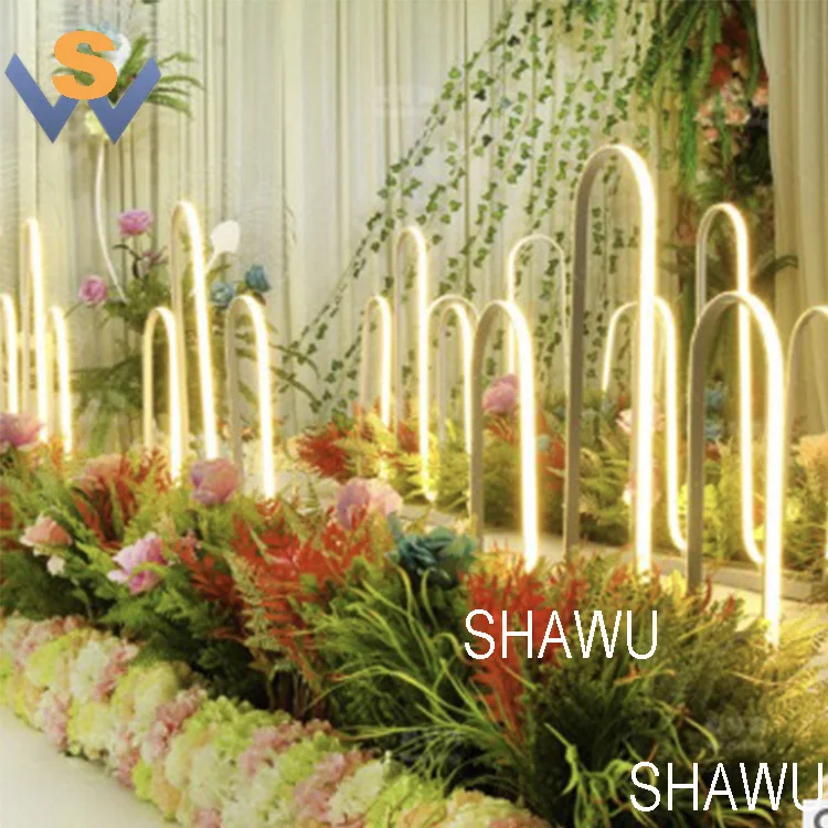 wholesale Led light arch shape wedding aisle flower stands