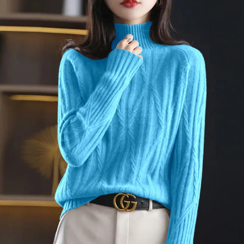 

2023 Women Spring Autumn New Long-sleeved Sweater Tops Female Solid Color Bottoming Pullovers Ladies Slim Knitted Jumpers T431