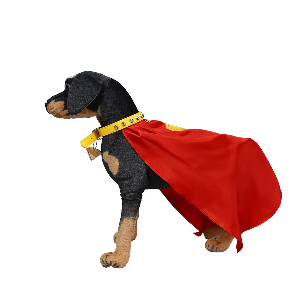 Ropa para Mascotas Hecha a Medida, Conjunto Completo de Disfraz de Krypto, Capa Roja con Placa de Identificación Impresa