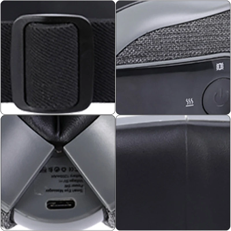 مدلك العين مع الحرارة للصداع النصفي، العيون الجافة، الهالات السوداء، قابلة لإعادة الشحن، متوافقة مع الموسيقى، بلوتوث، شحن قطرة