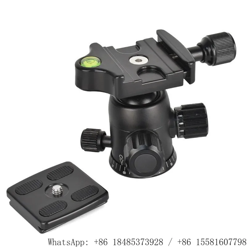 Portable Camera Ball Head Tripod Mount, 360 Degree Rotation Aluminum Ball Head with Bubble Level & Quick Release Plate