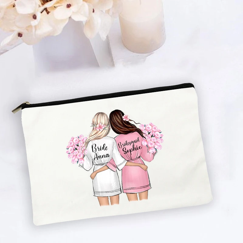 Custom Name Personalised Makeup Bag Bride Storage Make Up Case Wedding Bridesmaid Gifts Cosmetic Bags Travel Toiletry Organizer