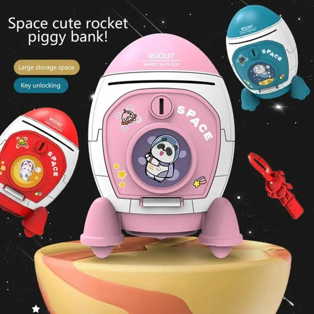 Password Lock Rocket Piggy Bank Fingerprint Large Capacity Electronic Bank Safe Box Safe With Key Children Money Boxes