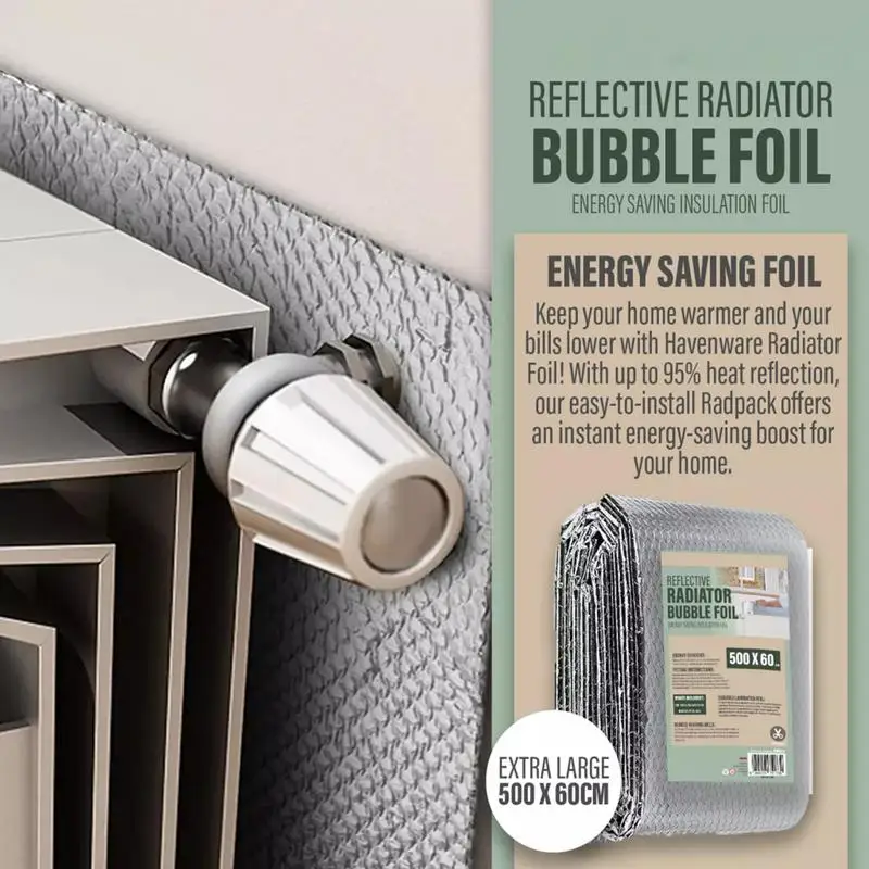 Радиатор Теплоотражатель Задняя фольга Тепловідбивающая длина 5 м Тепловая энергосберегающая пленка Алюминиевая пленка 60 см * 5 м с наклейкой Тепло