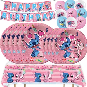Disney Rosa Lilo Point und Angel Birthday Party Lilo Decoration & Point Cups Banner Armband Armband Geschenkfaktoren 12 Hauptverkaufsdekoration für die Taufe - №1