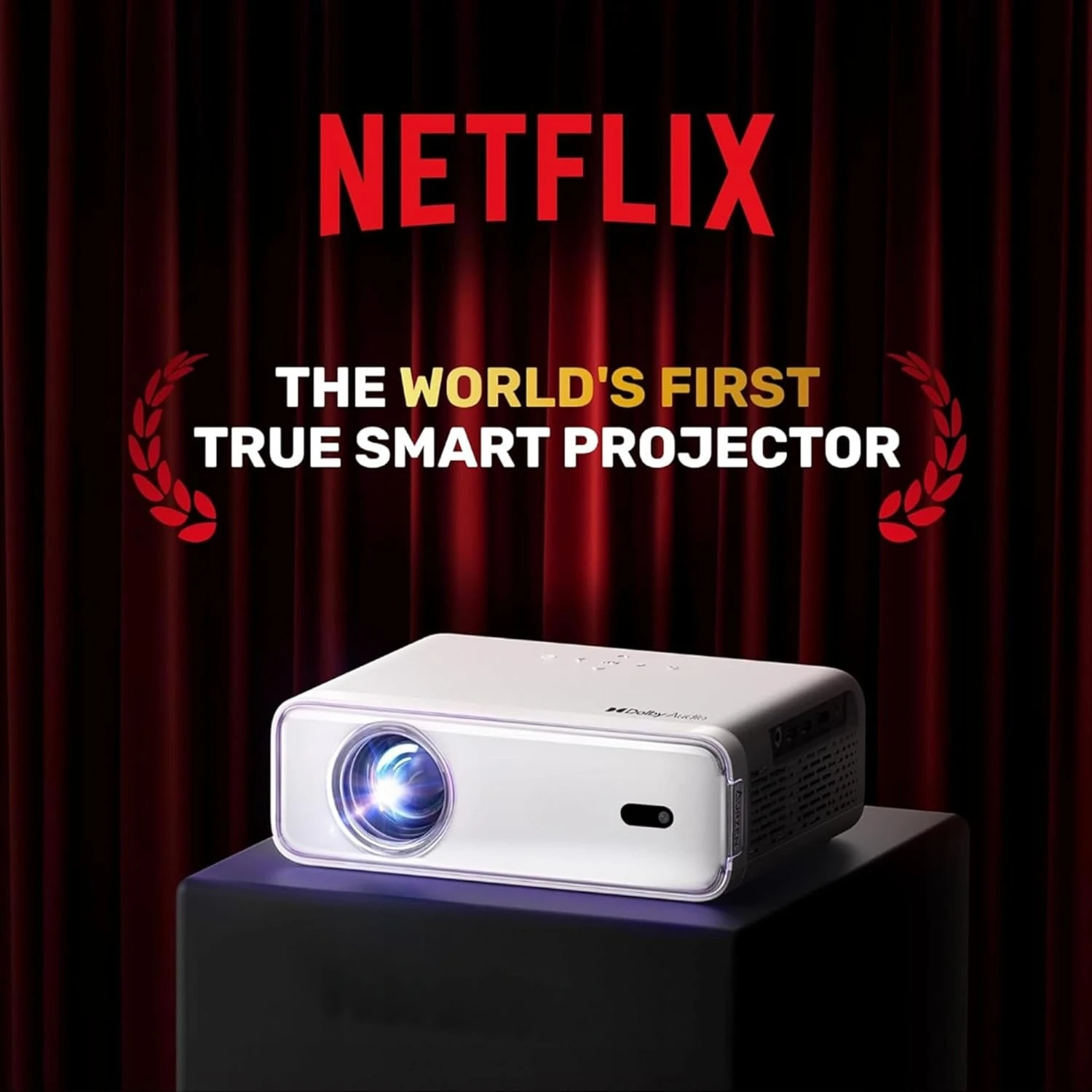 

D1 Smart Projector with WiFi and Bluetooth, Licensed, Auto Focus & Keystone, DoIby Audio, Zoom, Native 1080P Movie