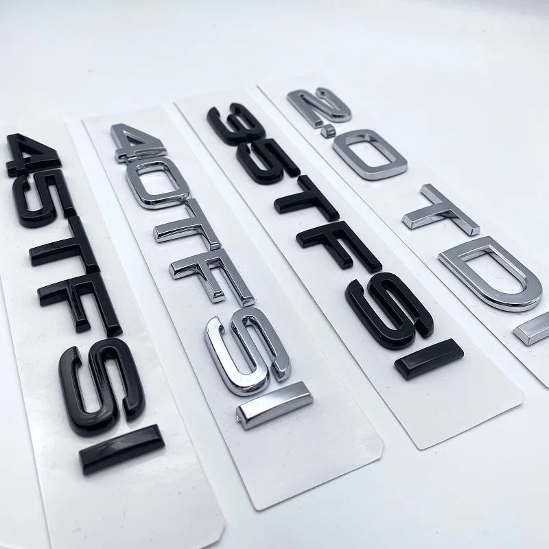 Chrome Glossy Black Flat Letters ABS Emblem2.0T 2.0TDI 35TFSI 40TFSI for Audi A3 S3 Car Trunk Lid Nameplate Badge Logo Sticker