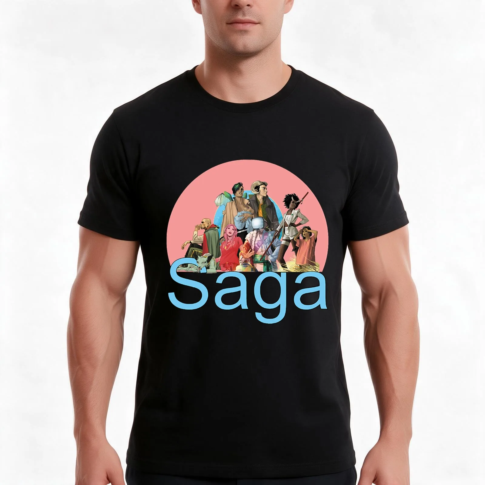 Entire Saga T-Shirt, Summer Casual Cotton Tee, Oversized Streetwear Tops, Vintage Graphic Print, Loose Fit Short Sleeve