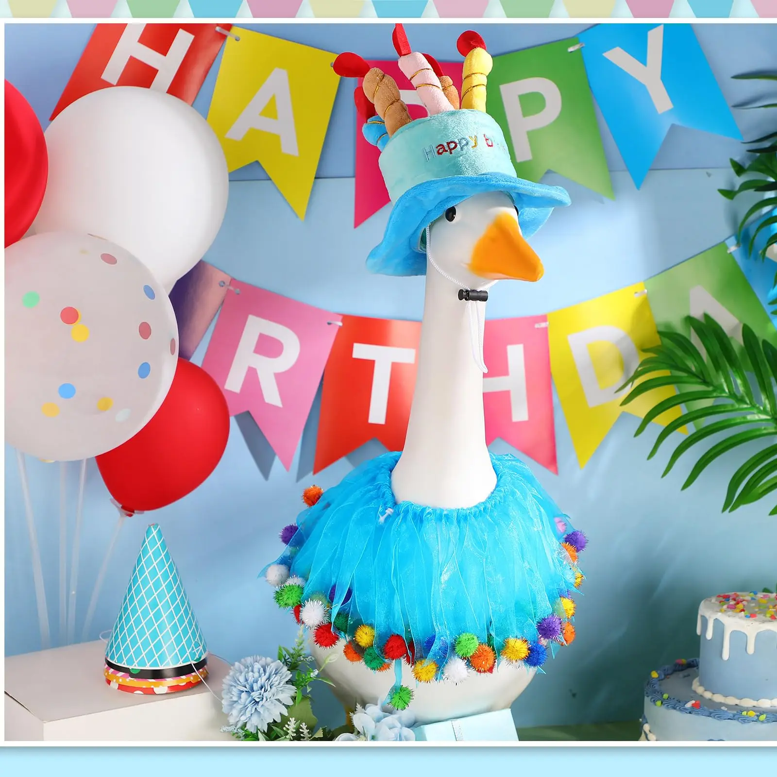 Happy Birthday Porch Outfit Lawn Clothes Hat and Tutu Collar Outfits for 23