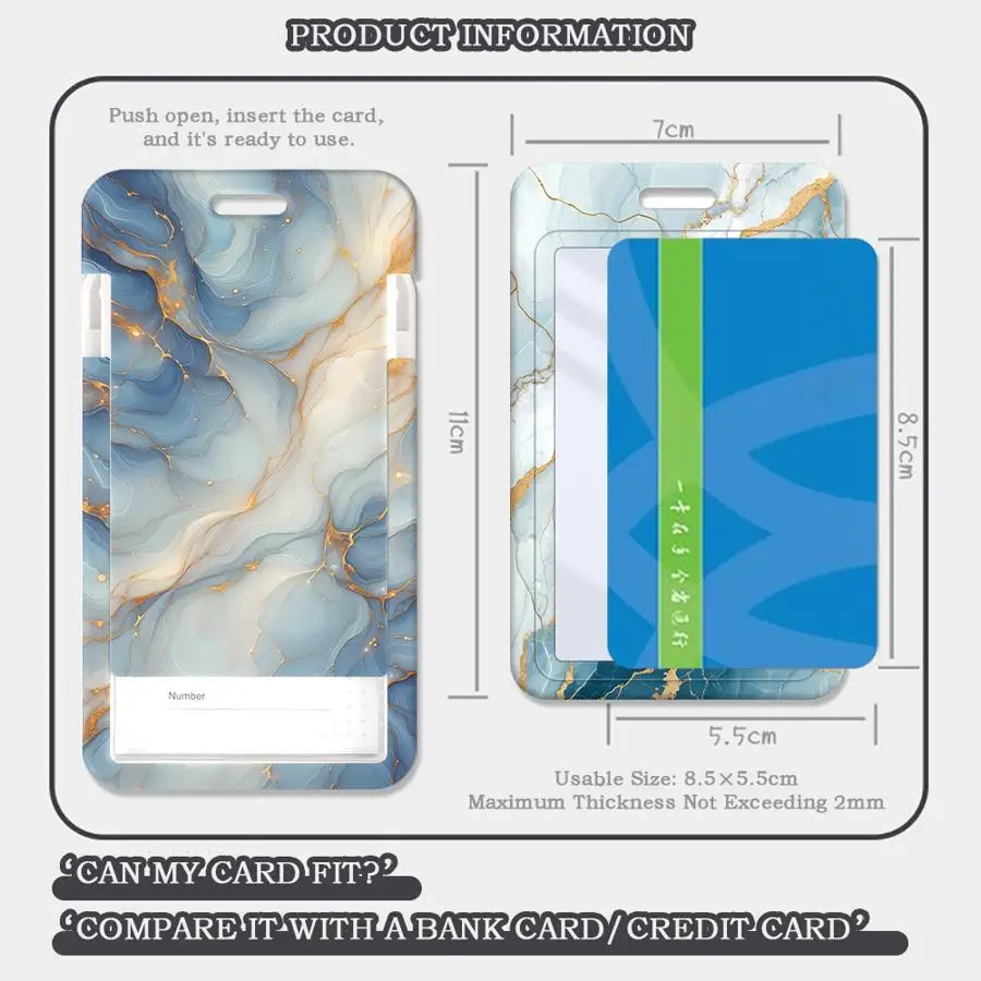 Blue Marble Pattern Cover Case 1Pc Card Holder Retractable Credit Card Holders Holders Child Bus with lanyard Badge Bank ID