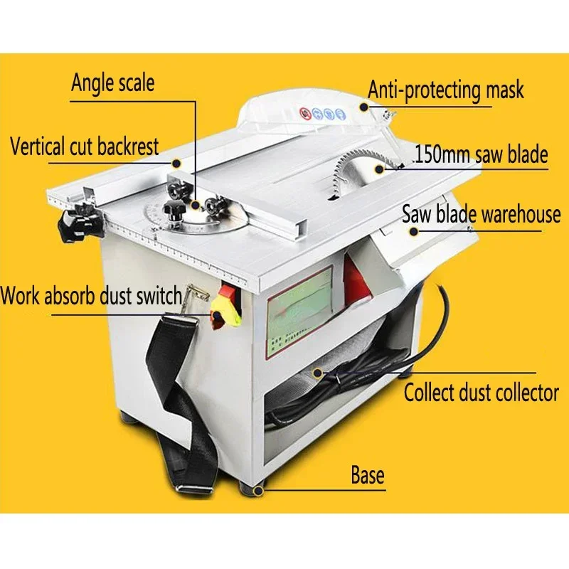 Hot SalesHot Sales 1PC Desktop Electric Saw Floor Dust Saw Power Tools 220V Beveled Woodworker Sliding Table Saw Multi-function