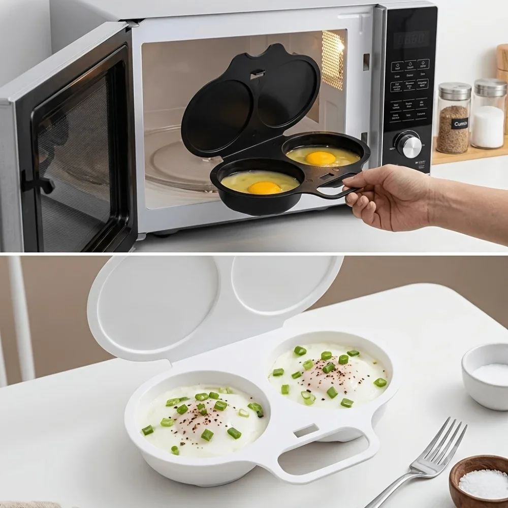 Food Grades Plastic Microwave Egg Cooker Heat Resistant Kitchen Cooking Mold Egg Fryer Easy To Clean Portable Steamed Egg Box
