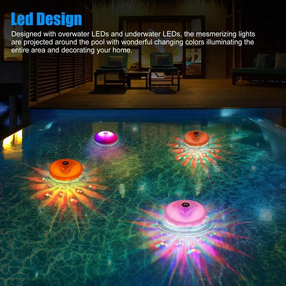 Led Lights Projection Light Nightlights 8 Modes Ip67 Waterproof Colorful Luminous Pond Pool Landscape Decorative Lamp Room Decor