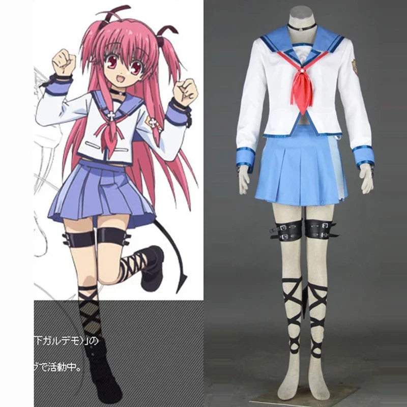 Anime Angel Beats Yui Cosplay School Uniform Dress Women Girl's Fancy Party Halloween Costumes Custom-made