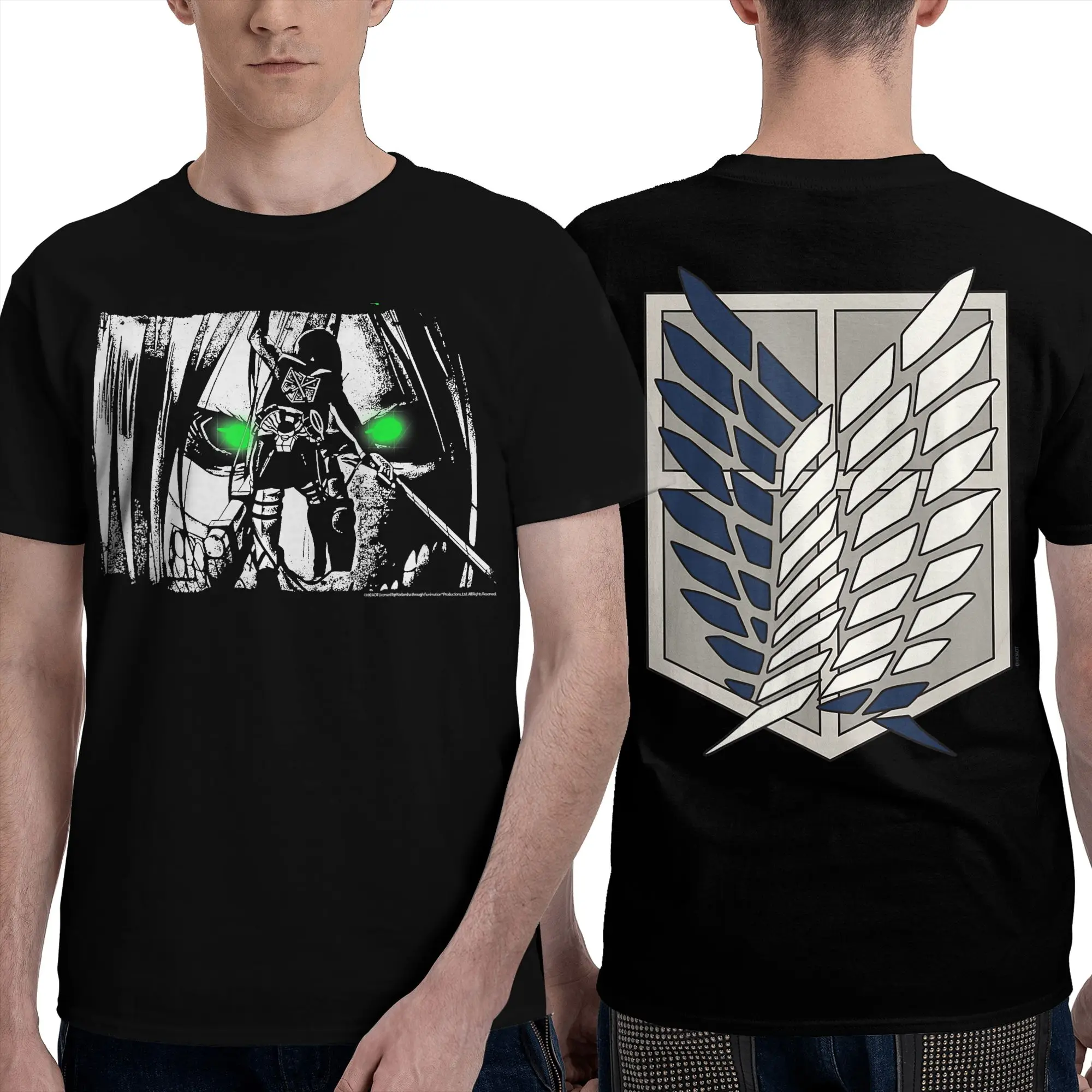 Attack on Titan Scout Regiment Shield AOT Anime Cotton T Shirt For Men T Shirts O Neck Trending Tee Shirt Big Size Clothes