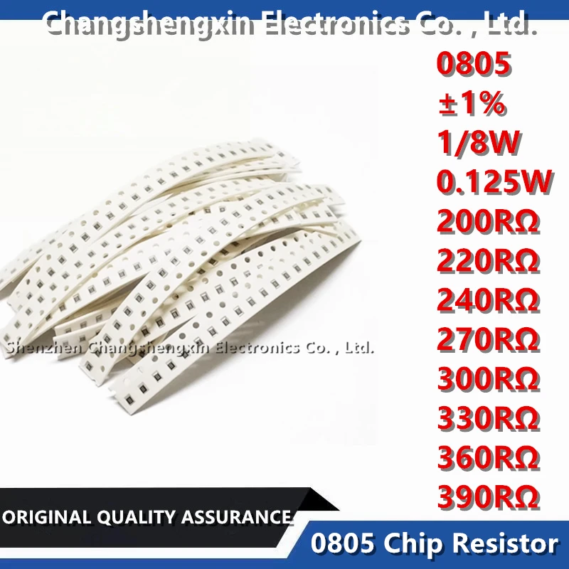 

100PCS 0805 SMT Chip Resistor Tolerance ±1% Resistance 200RΩ 220RΩ 240RΩ 270RΩ 300RΩ 330RΩ 360RΩ 390RΩ Ohm