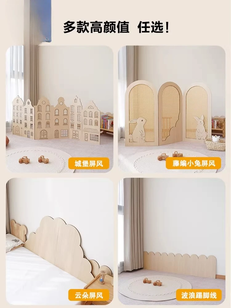 Wooden screen, foldable background panel, blocking partition decoration