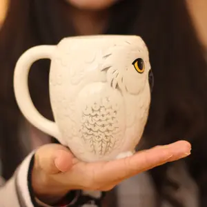 ハリー・ポッター3次元3DレリーフマグHedwig Owl Mug入学通知メッセンジャーセラミックカップOwl Mug Office Coffee Cup 12ベストセールスヘドウィグフクロウ-4