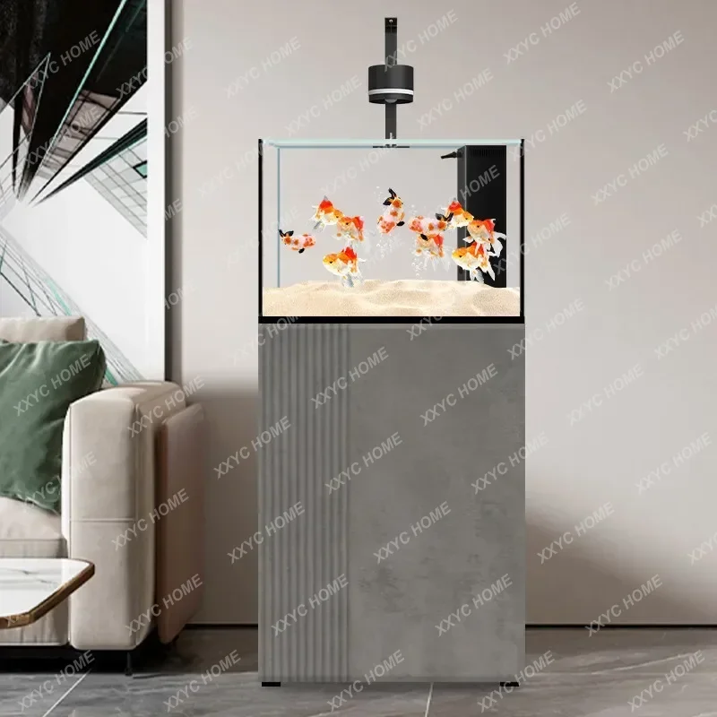 XXLiving room small ultra-white glass goldfish tank landscaping aquarium floor-to-ceiling household