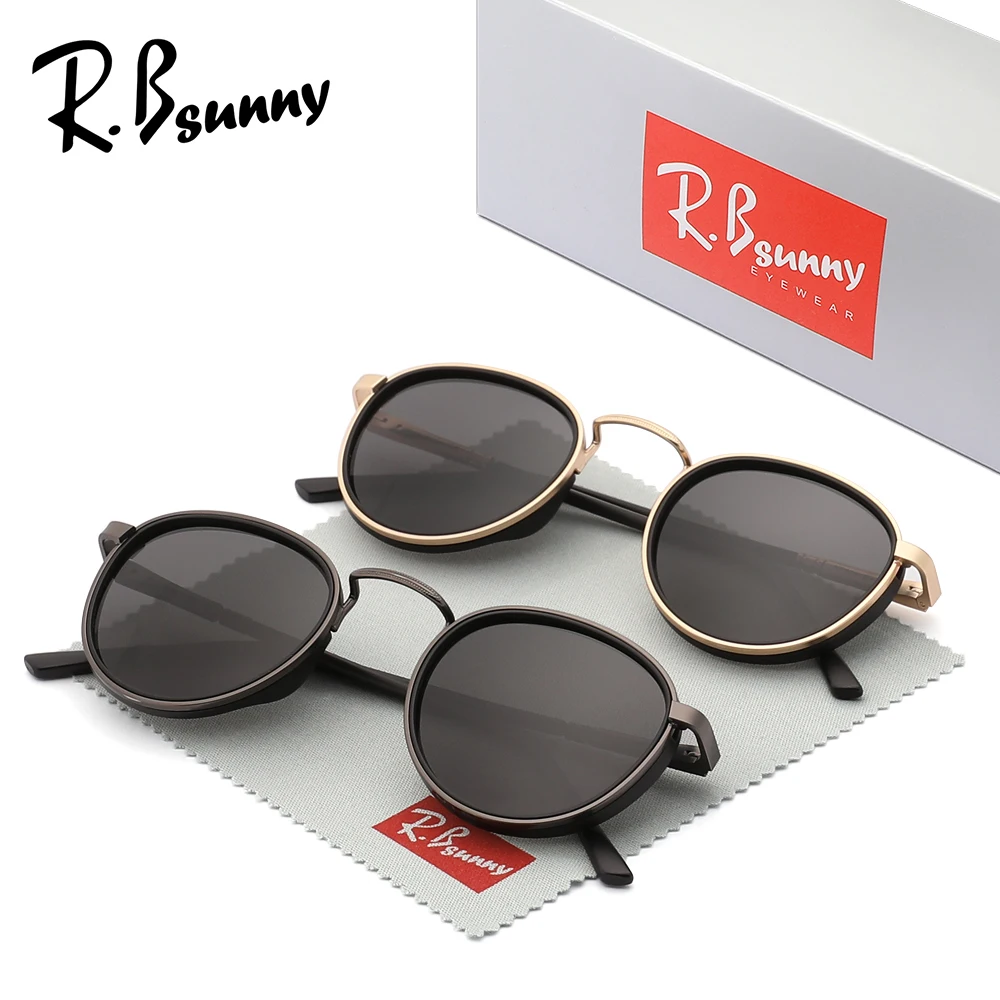 

2 шт. RBsunny, поляризационные солнцезащитные очки в круглой оправе для мужчин и женщин, ретро очки UV400, мужские популярные антибликовые очки для путешествий и вождения