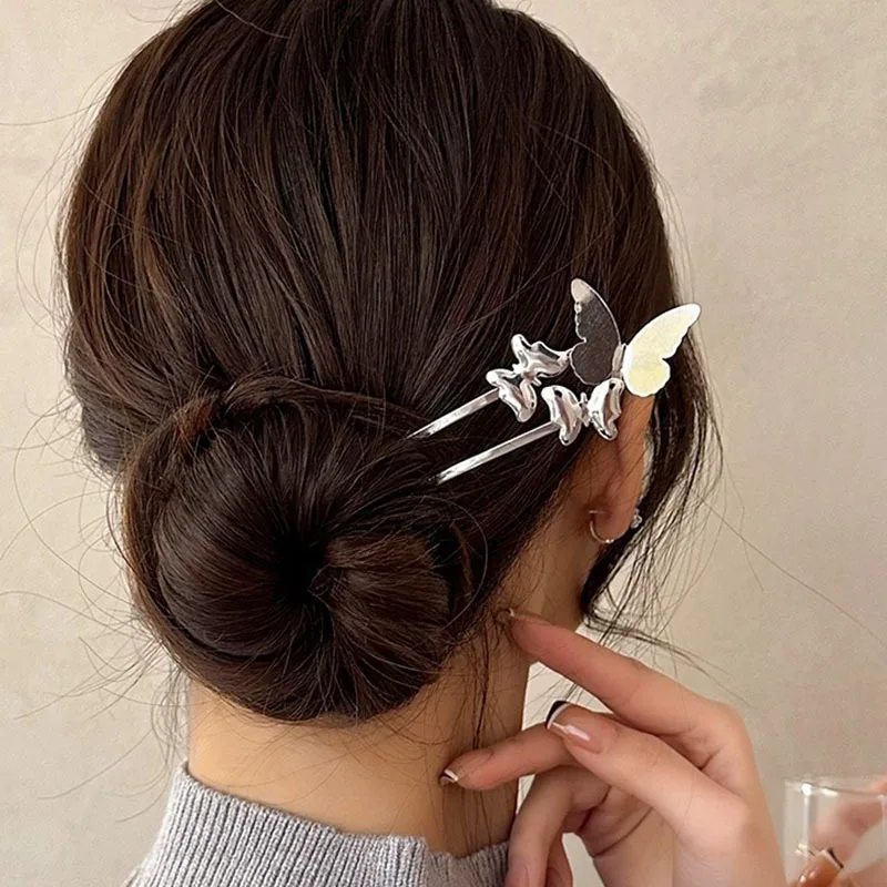 

Sweet and cool style versatile headwear, fashionable new metal simple butterfly hairpin, daily updo hair accessory