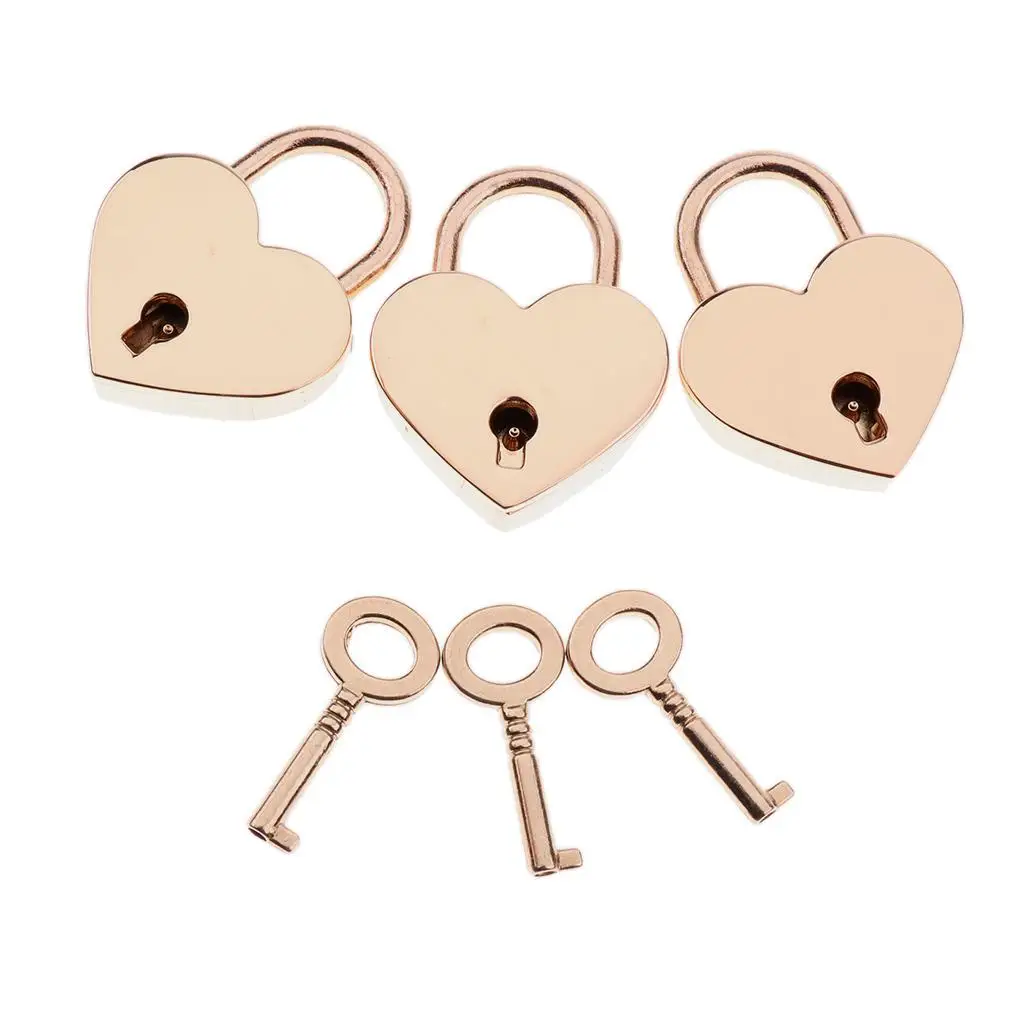 Small Mini Heart Shape Padlock with Key Lock with Key for Jewelry Box Diary Book