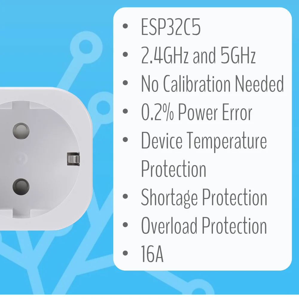 IoTorero ESP32C5 Tasmota Matter MQTT 2,4G 5G WiFi Dual-Band EU-Stecker Stromverbrauchsüberwachung Kompatibel mit Home Assistant