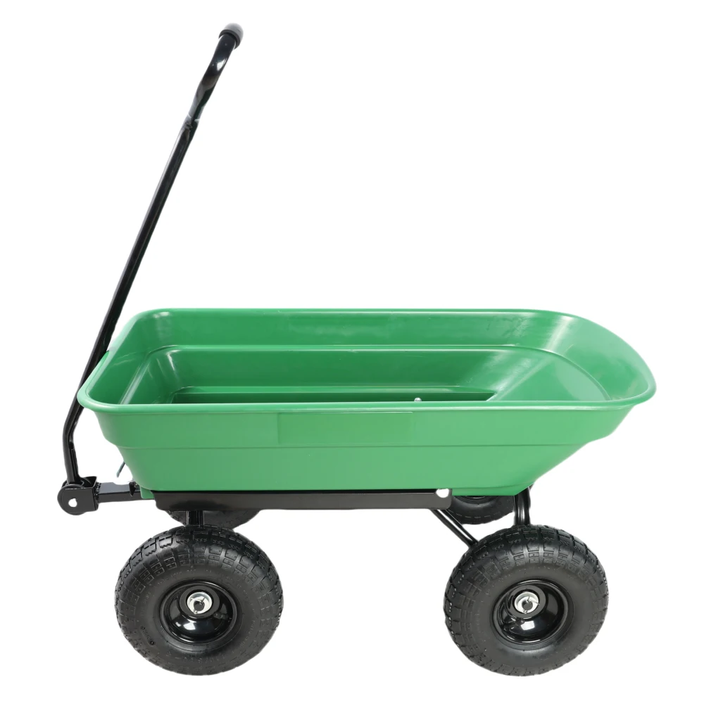 Folding car Poly Garden dump truck with steel frame, 10 inches. Pneumatic tire, 300 lb capacity body 55L  Green