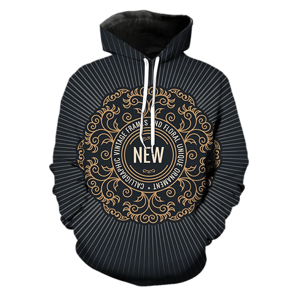 European and American Label Pattern Men's Hoodies Casual Teens With Hood Jackets Streetwear 3D Printed Fashion Cool Spring Tops