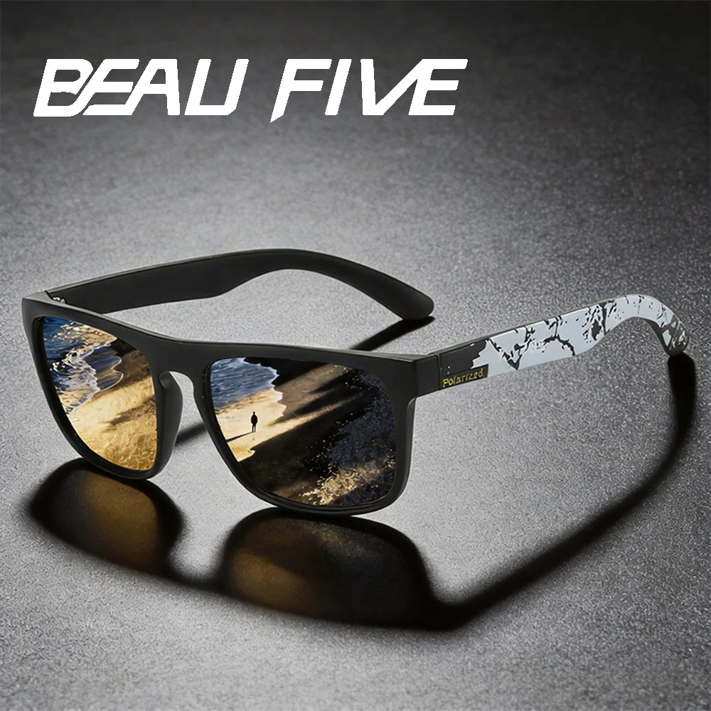 BEAU FIVE Polarized Sunglasses Men Women UV400 Anti Glare Driving Fishing Cycling Hiking Outdoor Sports Travel Fashion Eyewear