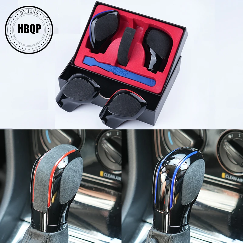 DSG Gear Shift Knob Chrome With Leather Blue & Red Side Cover For VW Golf 6 7 R GTI Passat B7 B8 CC R20 Jetta MK6 GLI