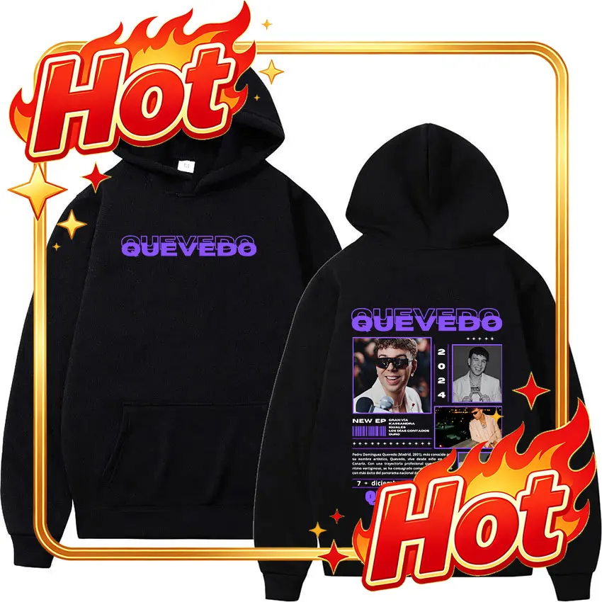 Custom Rapper QUEVEDO Buenas Noches Tour 2024 New Hoodie Men's Women Hip Hop Fashion Retro Oversized Sweatshirt Man Pullover Str